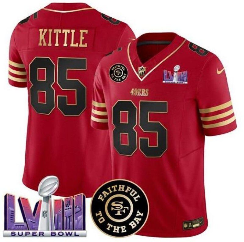 Men 2026 San Francisco 49ers #85 Kitle Red Super Bowl Nike Limited NFL Jersey style 01